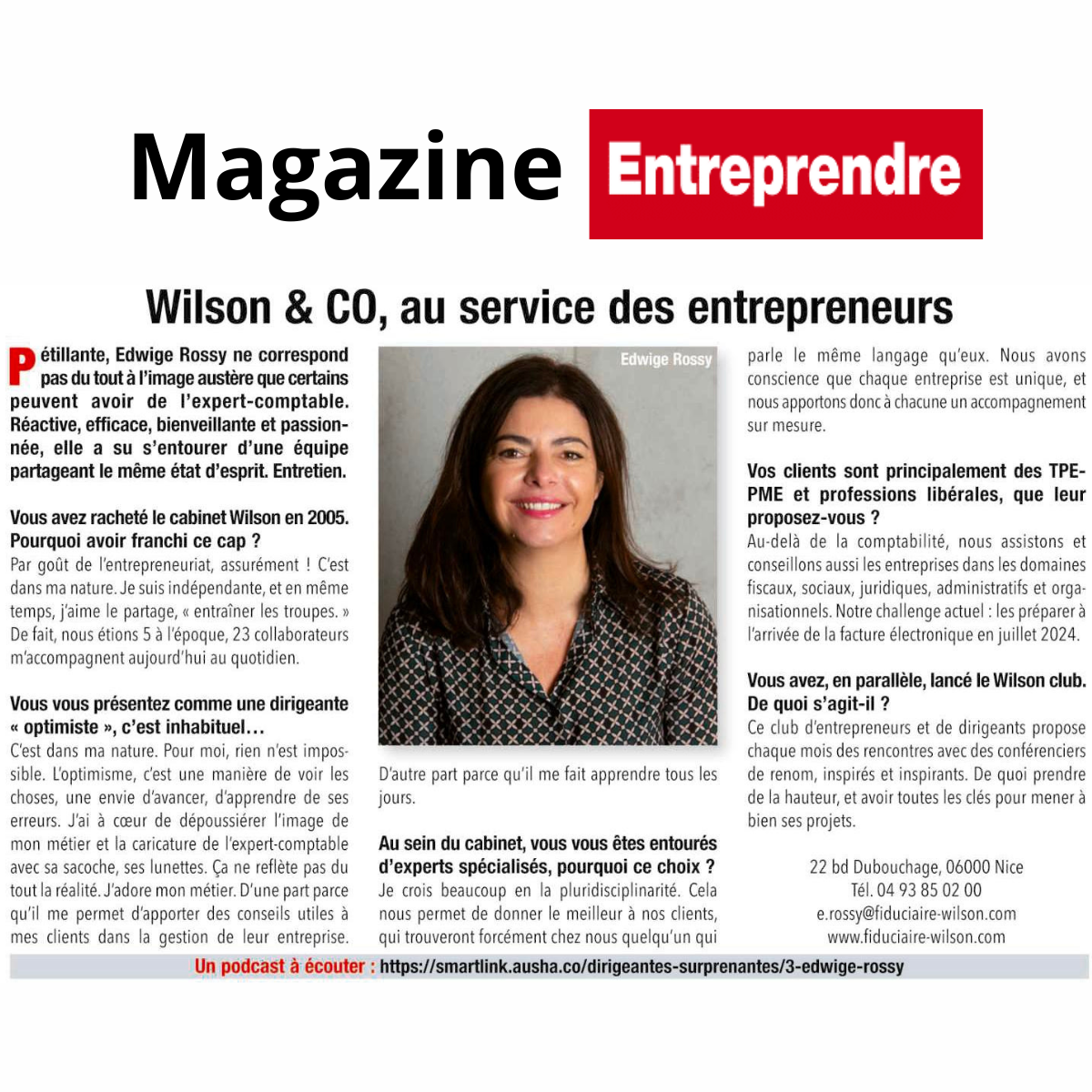 Un élan d'optimisme, notre dirigeante Edwige et son article dans le magazine Entreprendre