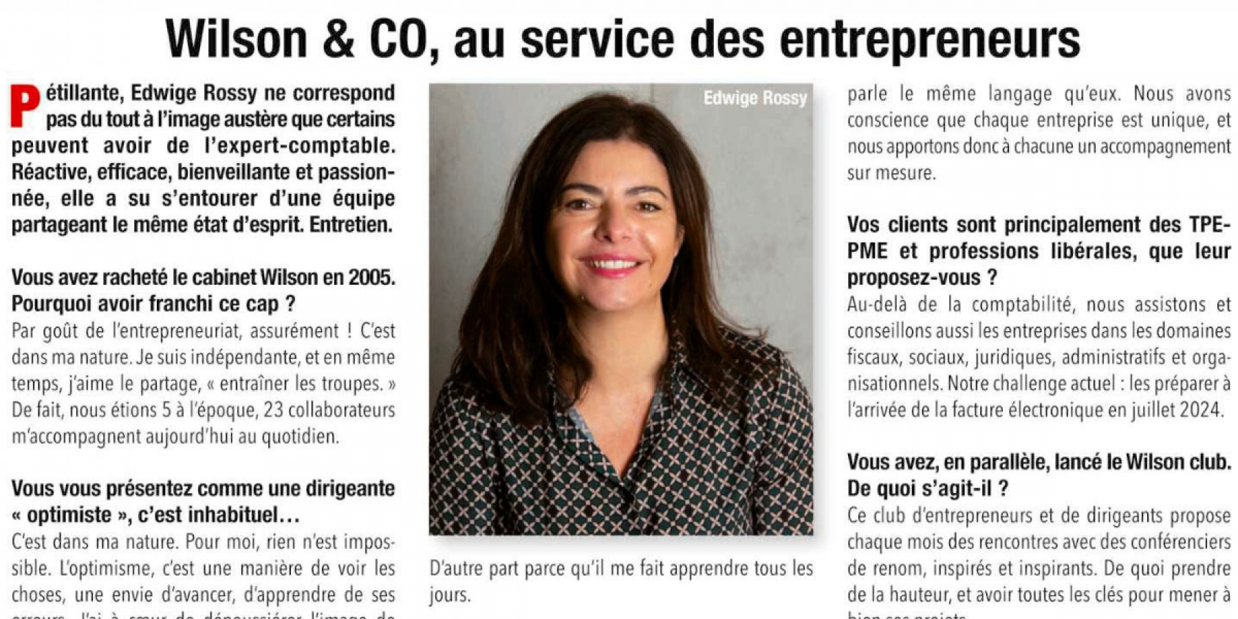 Un élan d'optimisme, notre dirigeante Edwige et son article dans le magazine Entreprendre